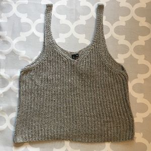 Moon & Madison gray knit double v-neck tank top